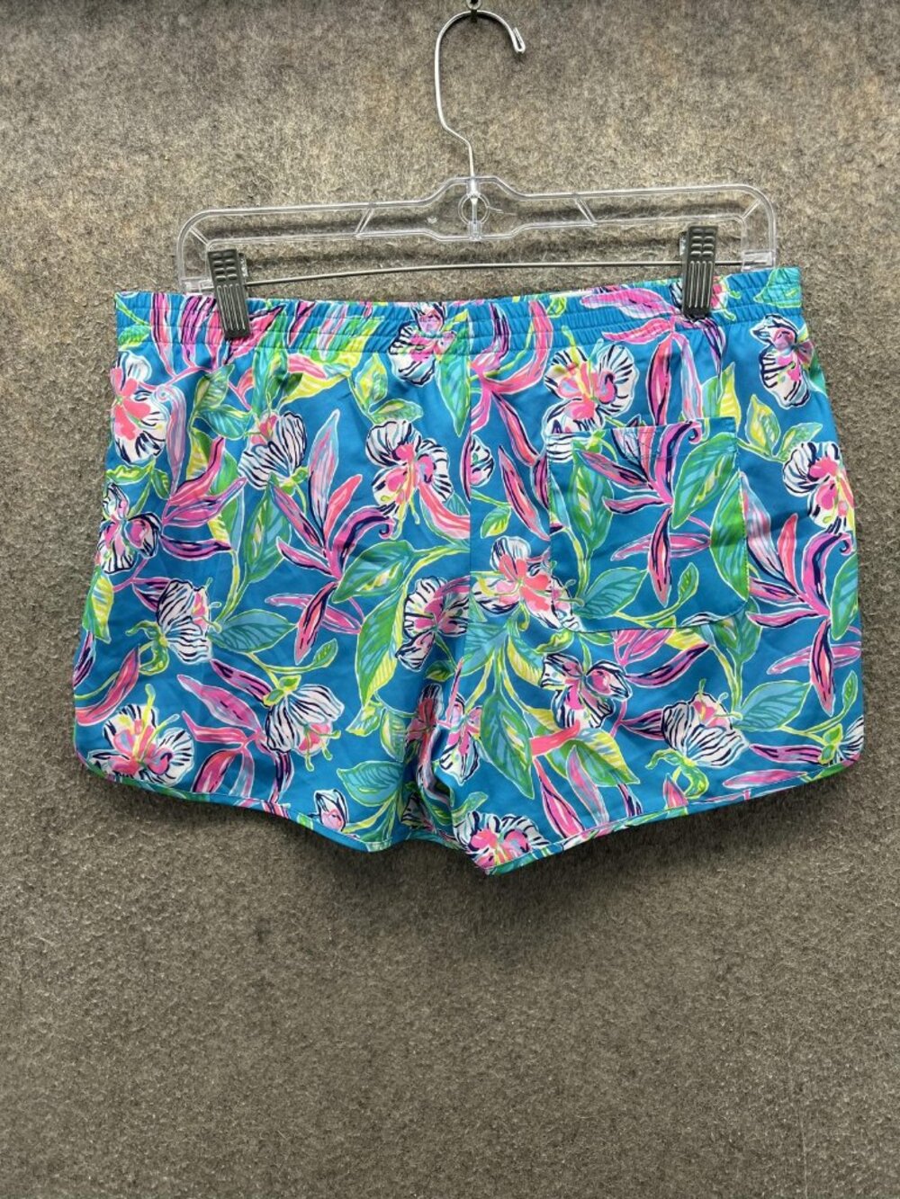Lilly Pulitzer Shorts Women Medium Blue Luxletic 3 In Running Ocean Trail Floral - Picture 10 of 12